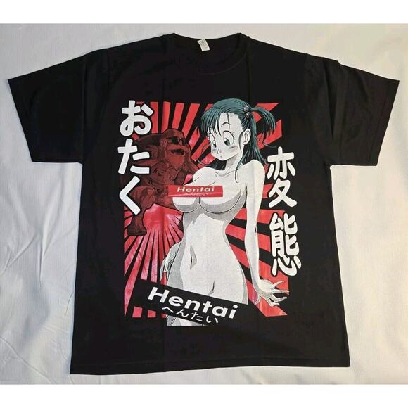 Men's Graphic T Shirt Dragon Ball Z Bulma Anime Manga Black Size XL - Picture 1 of 6